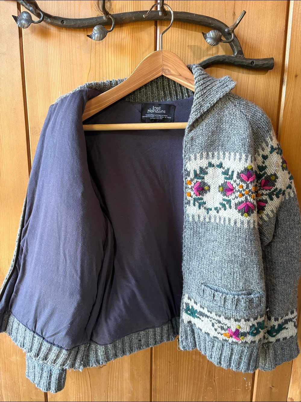 Lost Horizons Women’s Wool Embroidered Full-zip Lined Sweater/Jacket-XS - Picture 4 of 5